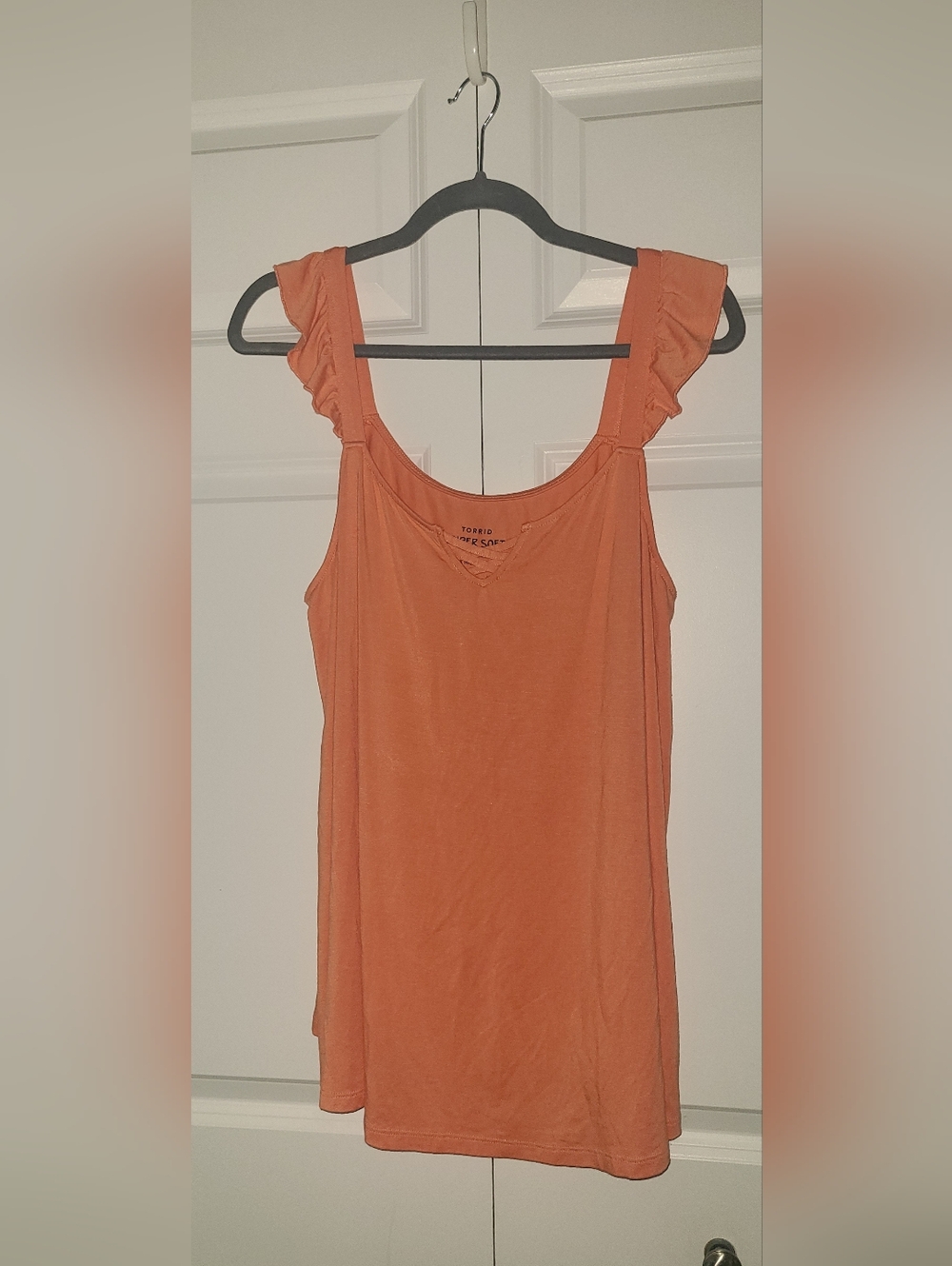 torrid Coral-Orange Ruffle Strap Tank SIZE 1